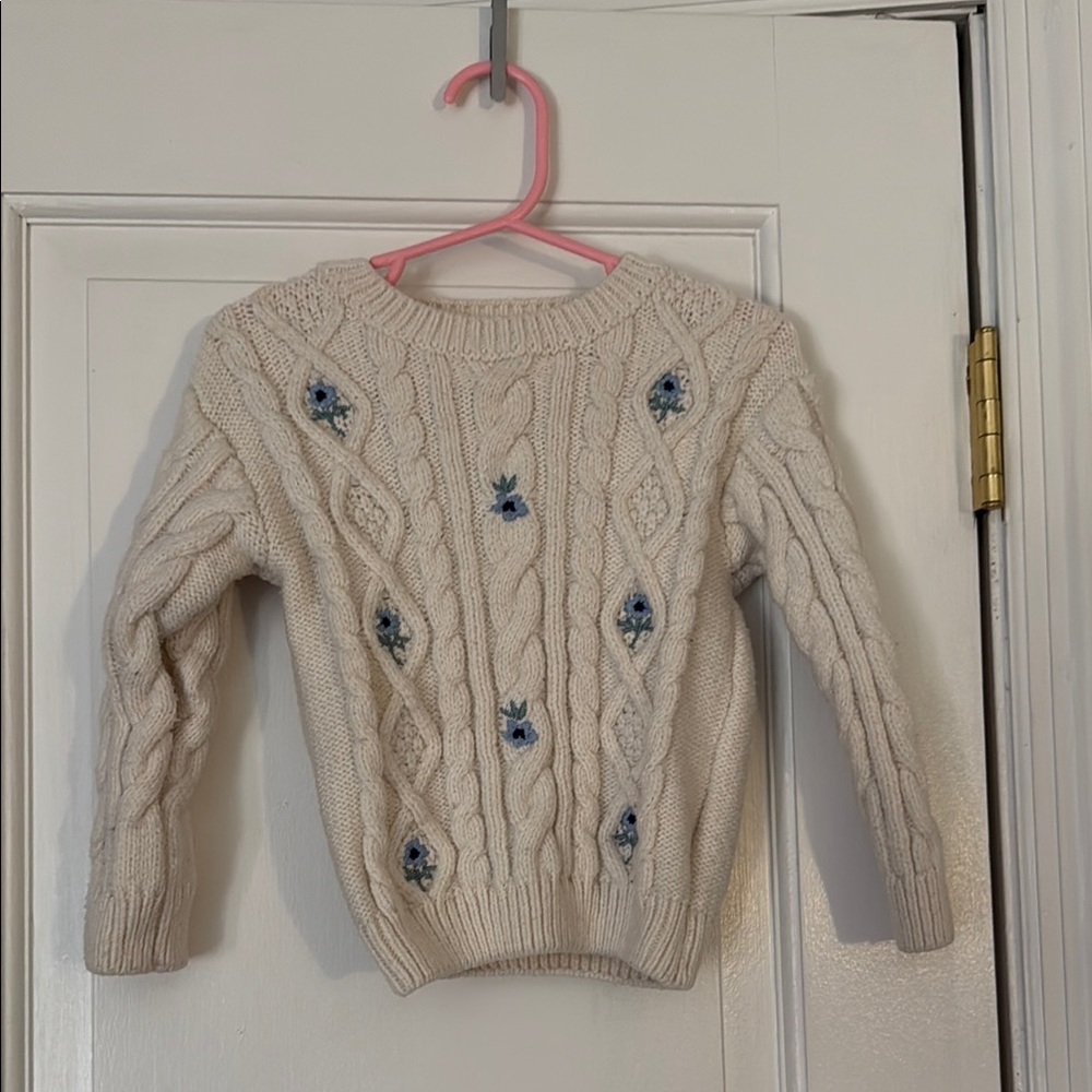 Primark toddler Cable Knit Sweater with Floral Embroidery